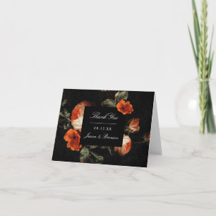 Mörk Romantic Blommigt Ro Nederländska Bröllop Tack Kort