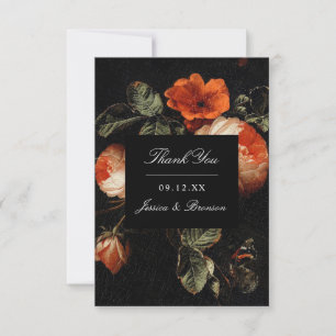 Mörk Romantic Blommigt Ro Nederländska Bröllop Tack Kort