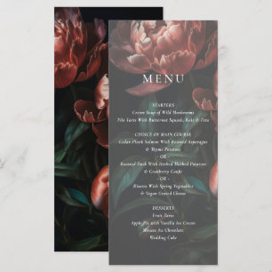 Mörk Romantic Fine Art Blommigt Bröllop Meny