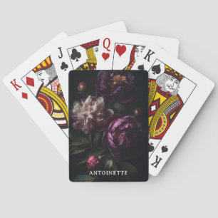 Mörk Romantic Lila Peonies Flower Bouquet Casinokort