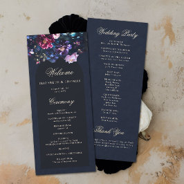 Mörk Romantic Moody Blommigt Black Bröllopsprogram