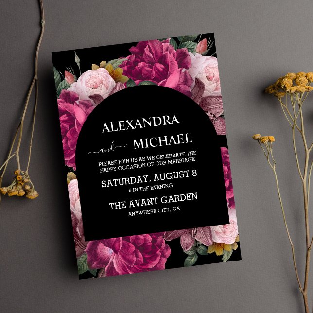 Mörk Romantic Watercolor Blommigt Dutch Masters Inbjudningar (Skapare uppladdad)