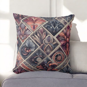 Mörk Romantik Boho Watercolor Blommigt Vår, sommar Kudde