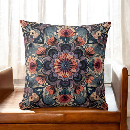 Mörk Romantik Boho Watercolor Blommigt Vår, sommar Kudde