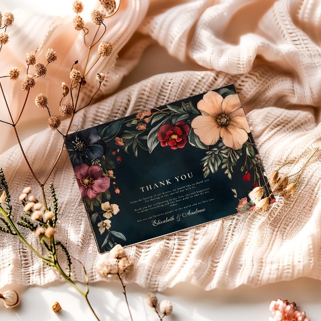 Mörk Romantik Bröllop Tema Tack Kort (Skapare uppladdad)