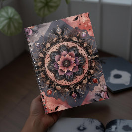 Mörk Romantik Burgundy Art Deco Blommigt Sommaren Anteckningsbok