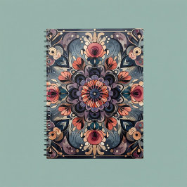 Mörk Romantik Burgundy Art Deco Blommigt Sommaren Anteckningsbok