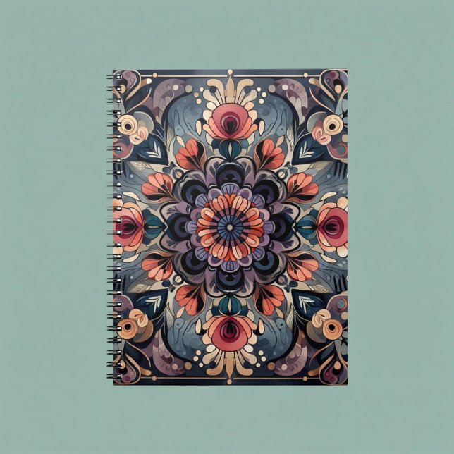 Mörk Romantik Burgundy Art Deco Blommigt Sommaren Anteckningsbok (Skapare uppladdad)