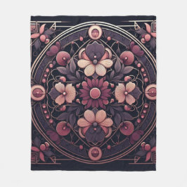 Mörk Romantik Burgundy Art Deco Blommigt Sommaren Fleecefilt