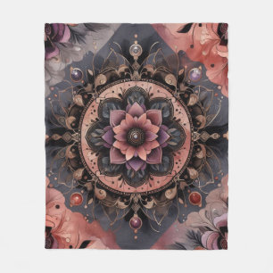Mörk Romantik Burgundy Art Deco Blommigt Sommaren Fleecefilt