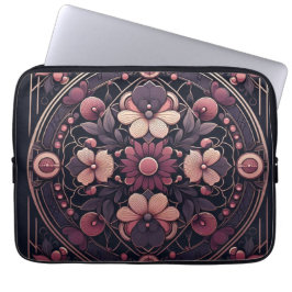 Mörk Romantik Burgundy Art Deco Blommigt Sommaren Laptop Fodral