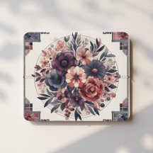Mörk Romantik Burgundy Art Deco Blommigt Sommaren