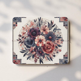 Mörk Romantik Burgundy Art Deco Blommigt Sommaren Musmatta