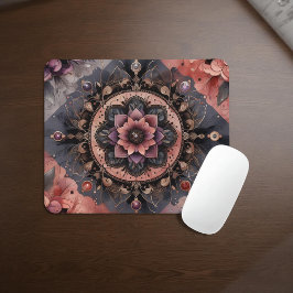 Mörk Romantik Burgundy Art Deco Blommigt Sommaren Musmatta