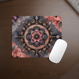 Mörk Romantik Burgundy Art Deco Blommigt Sommaren Musmatta