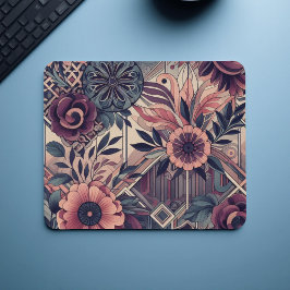 Mörk Romantik Burgundy Art Deco Blommigt Sommaren Musmatta