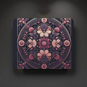Mörk Romantik Burgundy Art Deco Blommigt Sommaren Musmatta