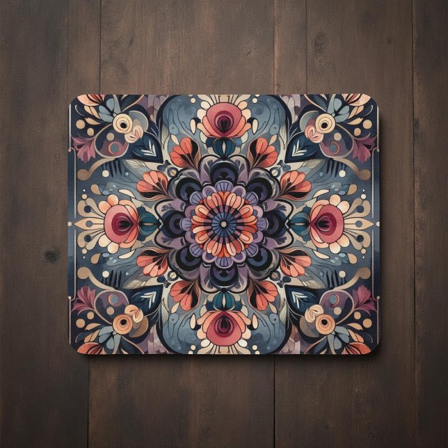 Mörk Romantik Burgundy Art Deco Blommigt Sommaren Musmatta (Skapare uppladdad)