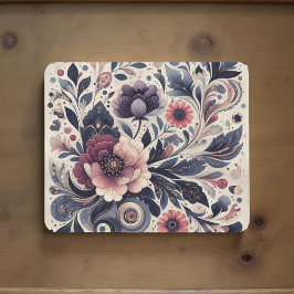 Mörk Romantik Burgundy Art Deco Blommigt Sommaren Musmatta