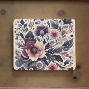Mörk Romantik Burgundy Art Deco Blommigt Sommaren Musmatta