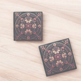 Mörk Romantik Burgundy Art Deco Blommigt Sommaren Stenunderlägg