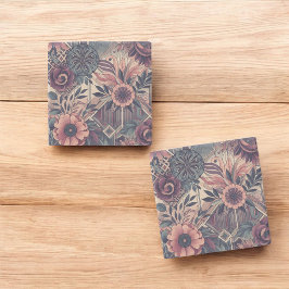 Mörk Romantik Burgundy Art Deco Blommigt Sommaren Stenunderlägg