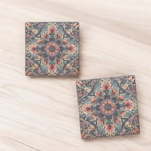 Mörk Romantik Burgundy Art Deco Blommigt Sommaren Stenunderlägg