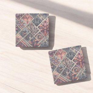 Mörk Romantik Burgundy Art Deco Blommigt Sommaren Stenunderlägg