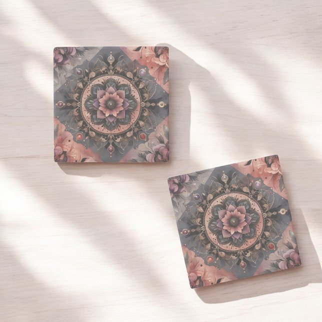 Mörk Romantik Burgundy Art Deco Blommigt Sommaren Stenunderlägg (Skapare uppladdad)