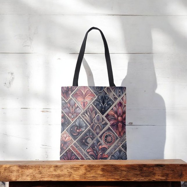 Mörk Romantik Burgundy Art Deco Blommigt Sommaren Tygkasse (Skapare uppladdad)