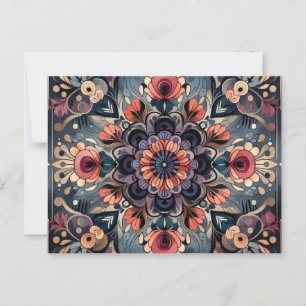 Mörk Romantik Burgundy Art Deco Blommigt Sommaren Vykort