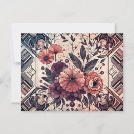 Mörk Romantik Burgundy Art Deco Blommigt Sommaren Vykort
