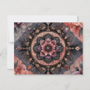 Mörk Romantik Burgundy Art Deco Blommigt Sommaren Vykort
