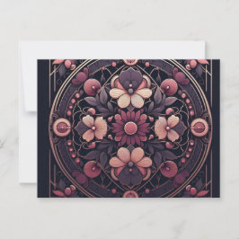 Mörk Romantik Burgundy Art Deco Blommigt Sommaren Vykort