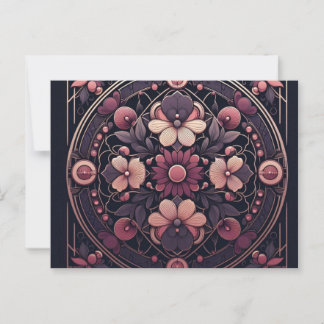 Mörk Romantik Burgundy Art Deco Blommigt Sommaren Vykort