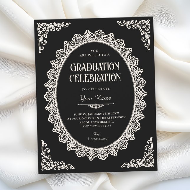 Mörk romantik elegant examen inbjudningar (Skapare uppladdad)