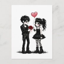 Mörk Romantik Goth Valentine Postkort