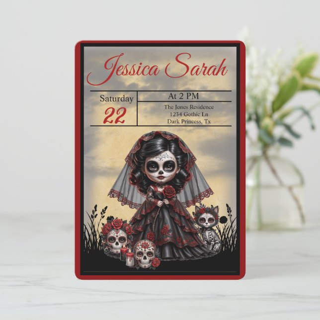 Mörk Romantik_ Mörk Prinsessa Inbjudningar (Stående Fram)