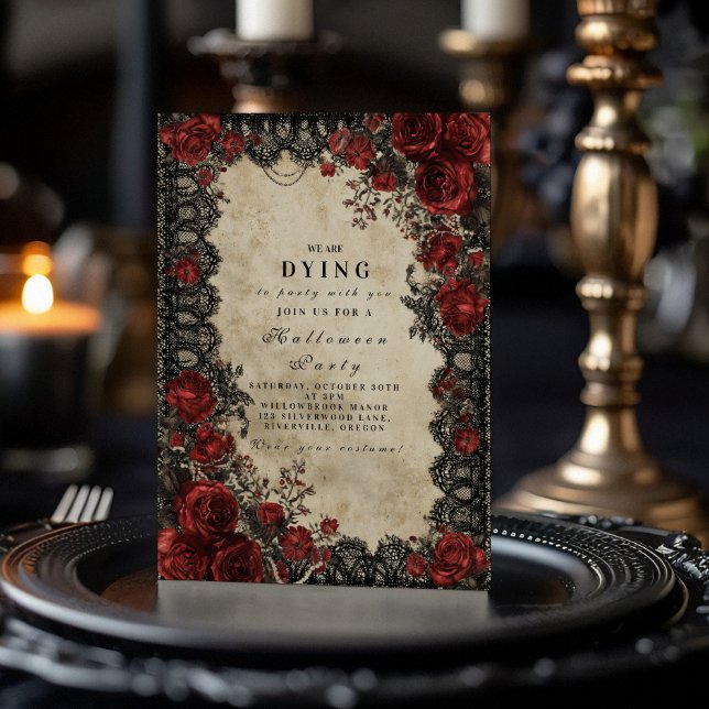 Mörk Romantik Snöre Halloween fest Inbjudningar (Skapare uppladdad)