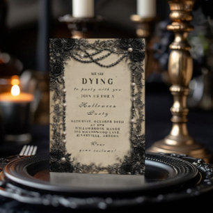 Mörk Romantik Svart Ros Halloween Soaré Inbjudningar