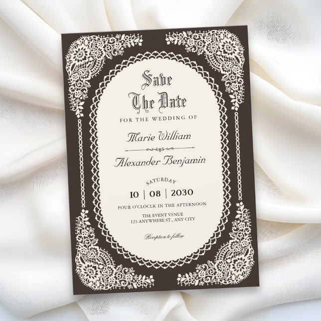 Mörk romantik viktoriansk spets spara datumet (Skapare uppladdad)