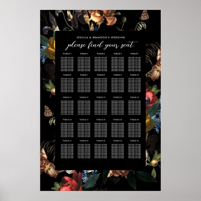 Mörk romantisk blommig holländsk sittplats för brö poster (Framsidan)