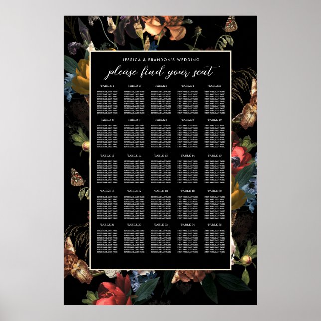 Mörk romantisk blommig holländsk sittplats för brö poster (Framsidan)