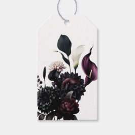 Mörk Romantisk Blommig Vit Bröllop Presentetikett