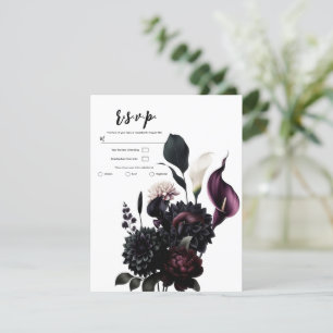 Mörk Romantisk Blommig Vit Bröllopsanmälan Inbjudningar