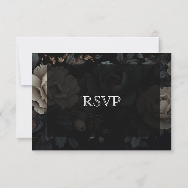 Mörk romantisk blomster gotisk bröllop RSVP-kort OSA Kort (Baksida)