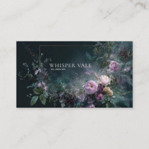 Mörk Romantisk Blomsterelegans Mauve Guld Ram Visitkort