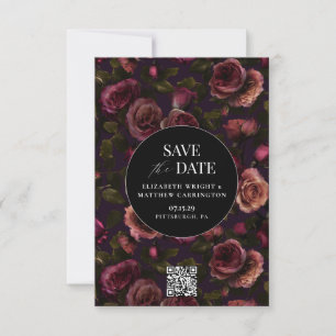 Mörk romantisk blomsterfotografi Spara datum-kort Datumet