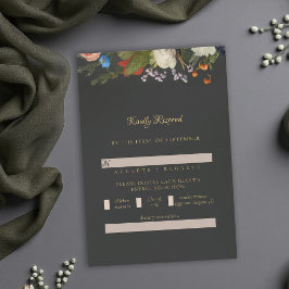 Mörk Romantisk Gotisk Röd Mörk Blommig Bröllop OSA Kort