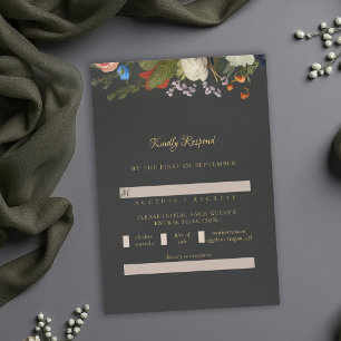 Mörk Romantisk Gotisk Röd Mörk Blommig Bröllop OSA Kort